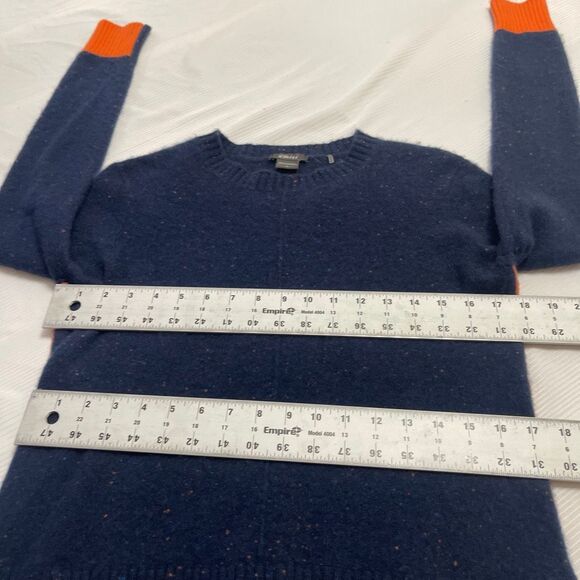 Pure Amici 100% Cashmere Blue Colorblock Sweater Size Small - Picture 4 of 7